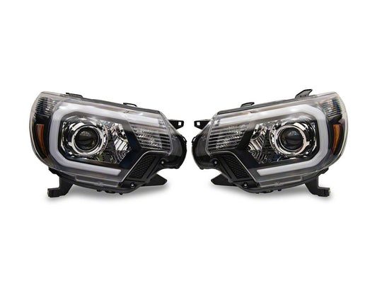 Raxiom Axial Series Projector Headlights with LED Bar; Black Housing; Clear Lens (12-15 Tacoma)
