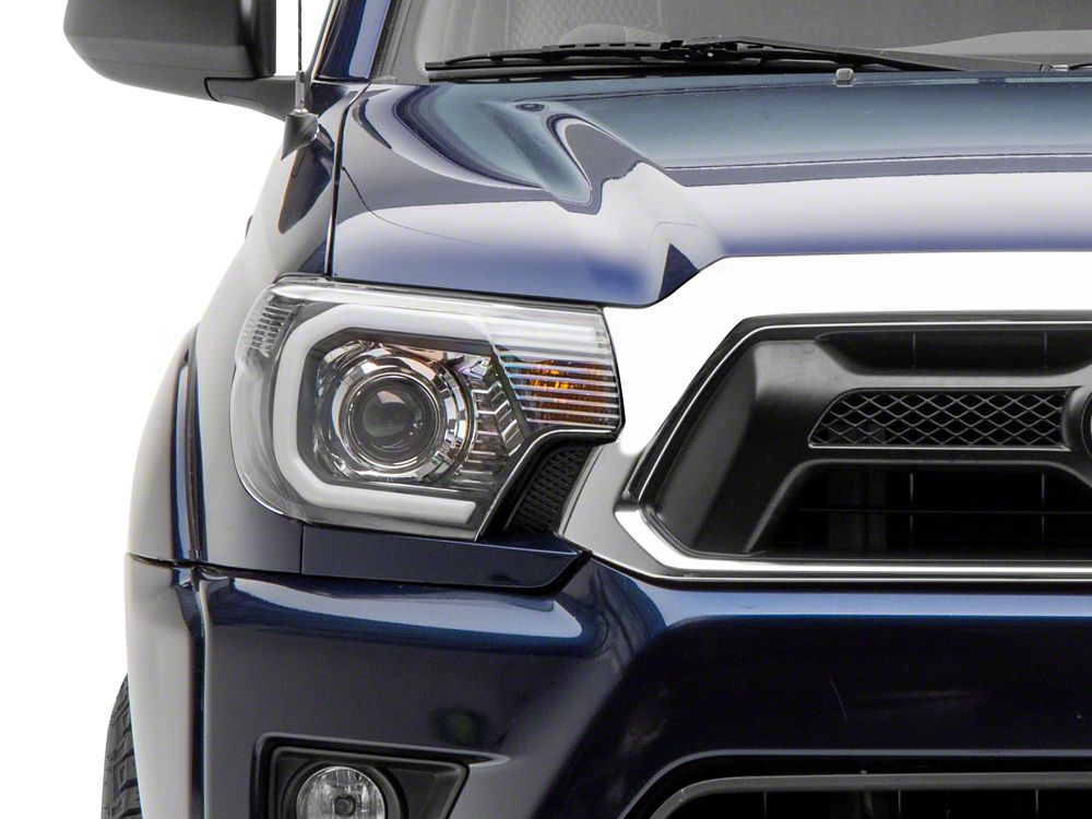 Raxiom Axial Series Projector Headlights with LED Bar; Black Housing; Clear Lens (12-15 Tacoma)