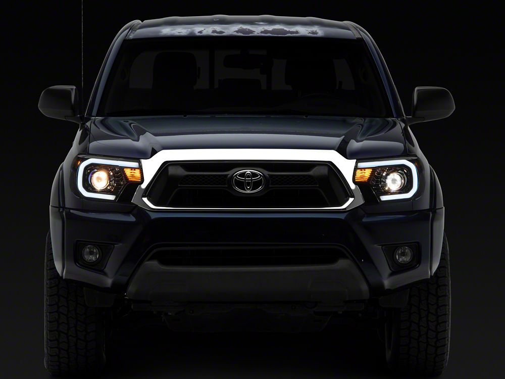 Raxiom Axial Series Projector Headlights with LED Bar; Black Housing; Clear Lens (12-15 Tacoma)