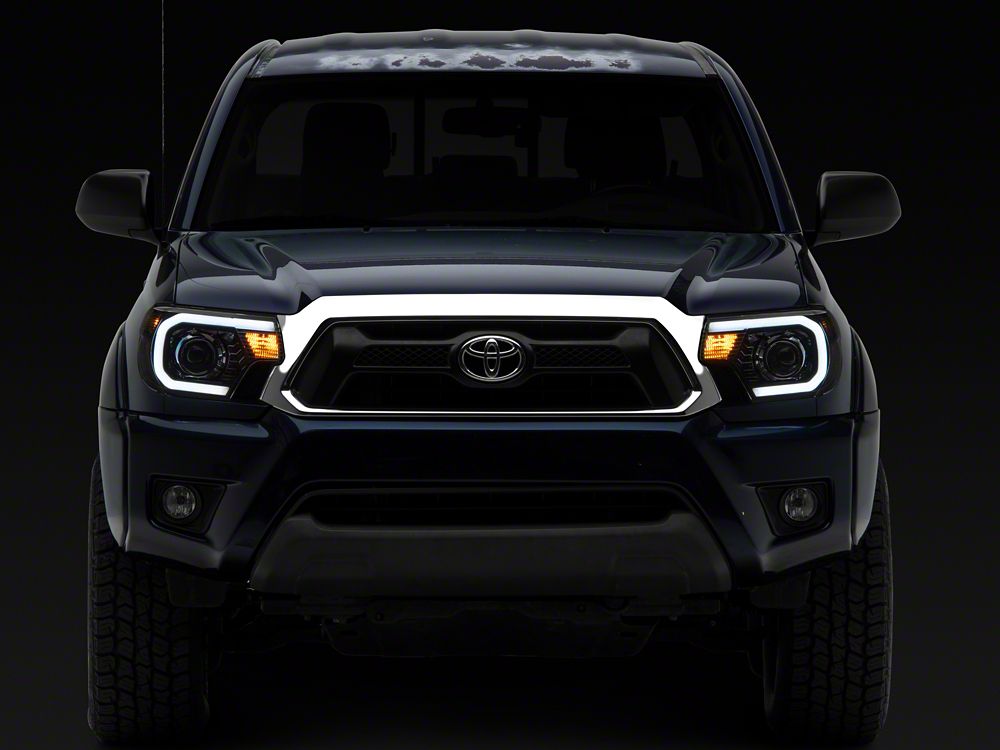 Raxiom Axial Series Projector Headlights with LED Bar; Black Housing; Clear Lens (12-15 Tacoma)