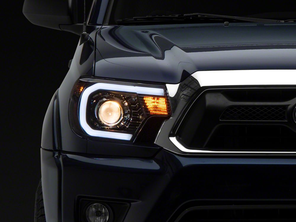 Raxiom Axial Series Projector Headlights with Sequential LED Bar; Black Housing; Clear Lens (12-15 Tacoma)
