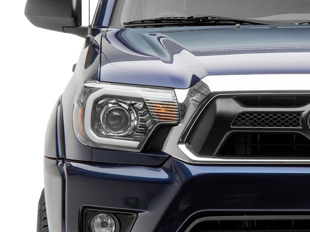 Raxiom Axial Series Projector Headlights with Sequential LED Bar; Black Housing; Clear Lens (12-15 Tacoma)