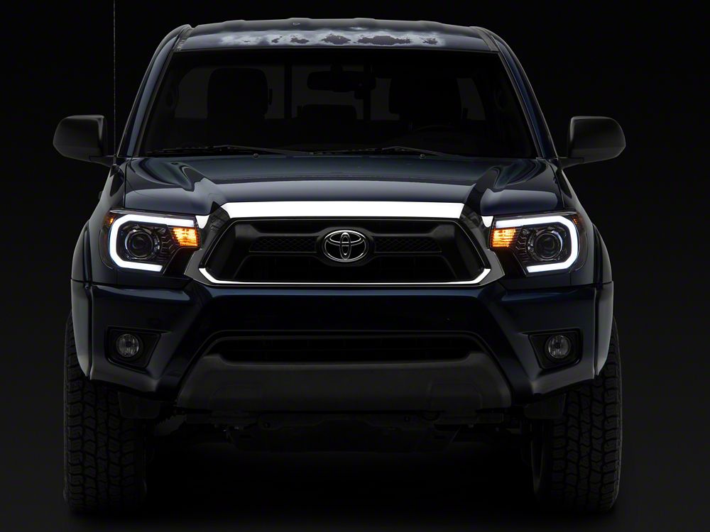 Raxiom Axial Series Projector Headlights with Sequential LED Bar; Black Housing; Clear Lens (12-15 Tacoma)