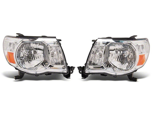 Raxiom Axial Series OE Replacement Headlights; Chrome Housing; Clear Lens (05-11 Tacoma)