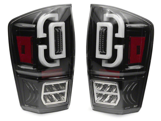Raxiom XW Series Sequential LED Tail Lights; Black Housing; Clear Lens (16-23 Tacoma)