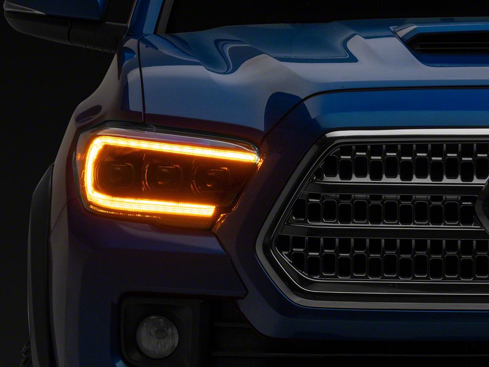 Raxiom CXR Series V2 LED Projector Headlights; Black Housing; Clear Lens (16-23 Tacoma w/ Factory Halogen DRL)