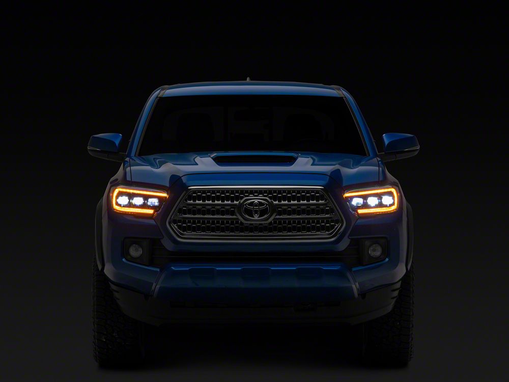 Raxiom CXR Series V2 LED Projector Headlights; Black Housing; Clear Lens (16-23 Tacoma w/ Factory Halogen DRL)