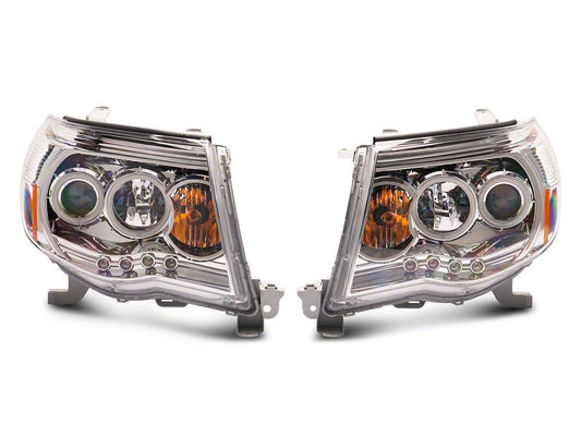 Raxiom Super White LED Halo Projector Headlights; Chrome Housing; Clear Lens (05-09 Tacoma)