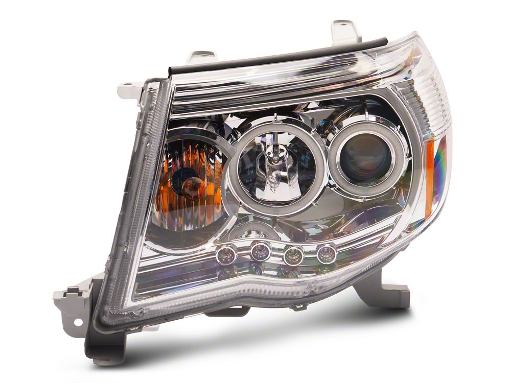 Raxiom Super White LED Halo Projector Headlights; Chrome Housing; Clear Lens (05-09 Tacoma)