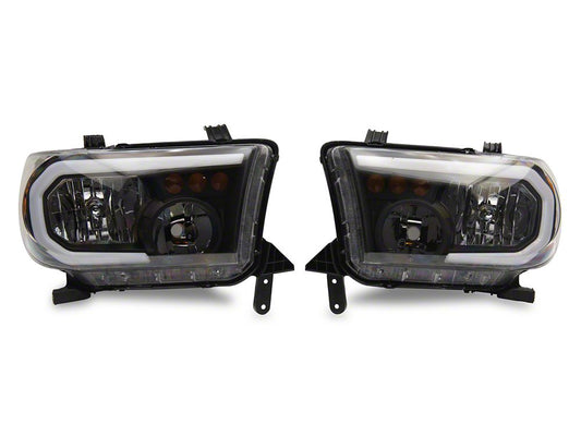Raxiom Axial Series Headlights with Sequential LED Bar; Black Housing; Clear Lens (07-13 Tundra w/o Level Adjuster)