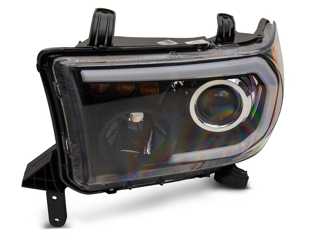 Raxiom Axial Series Projector Headlights with LED Bar; Black Housing; Clear Lens (07-13 Tundra w/o Level Adjuster)