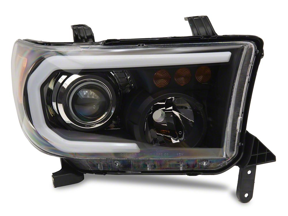 Raxiom Axial Series Projector Headlights with Sequential LED Bar; Black Housing; Clear Lens (07-13 Tundra w/o Level Adjuster)