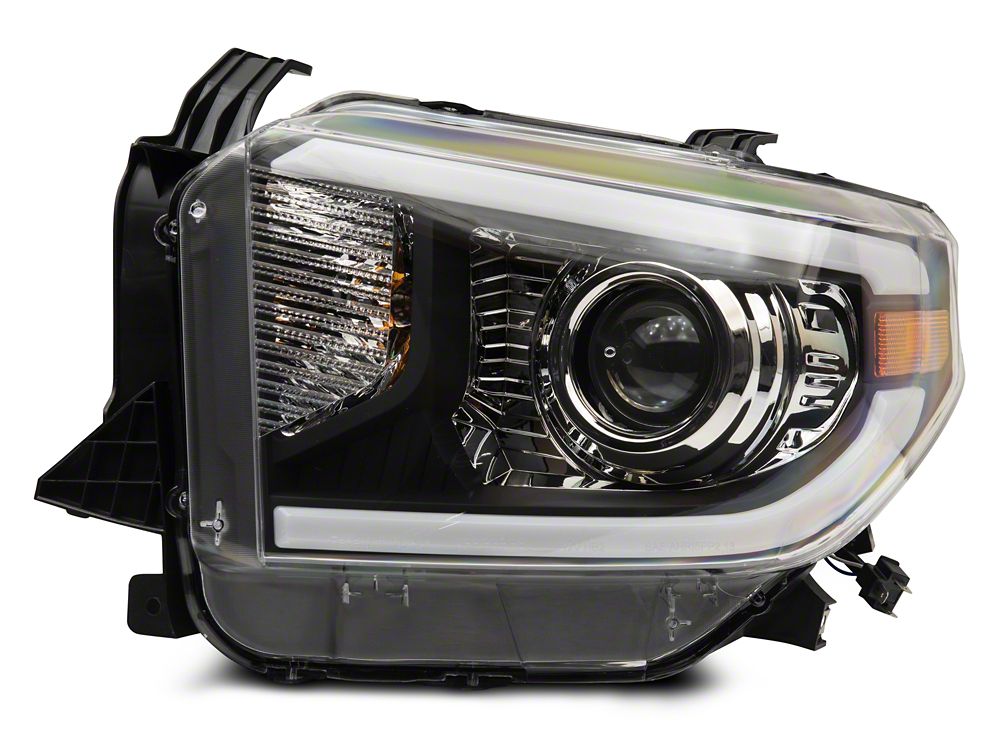 Raxiom Axial Series Projector Headlights with Sequential LED Bar; Black Housing; Clear Lens (14-21 Tundra w/ Factory Halogen Headlights)