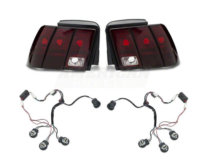 Raxiom Tail Lights and Sequential Tail Light Kit; Black Housing; Smoked Lens (99-04 Mustang, Excluding 99-01 Cobra)
