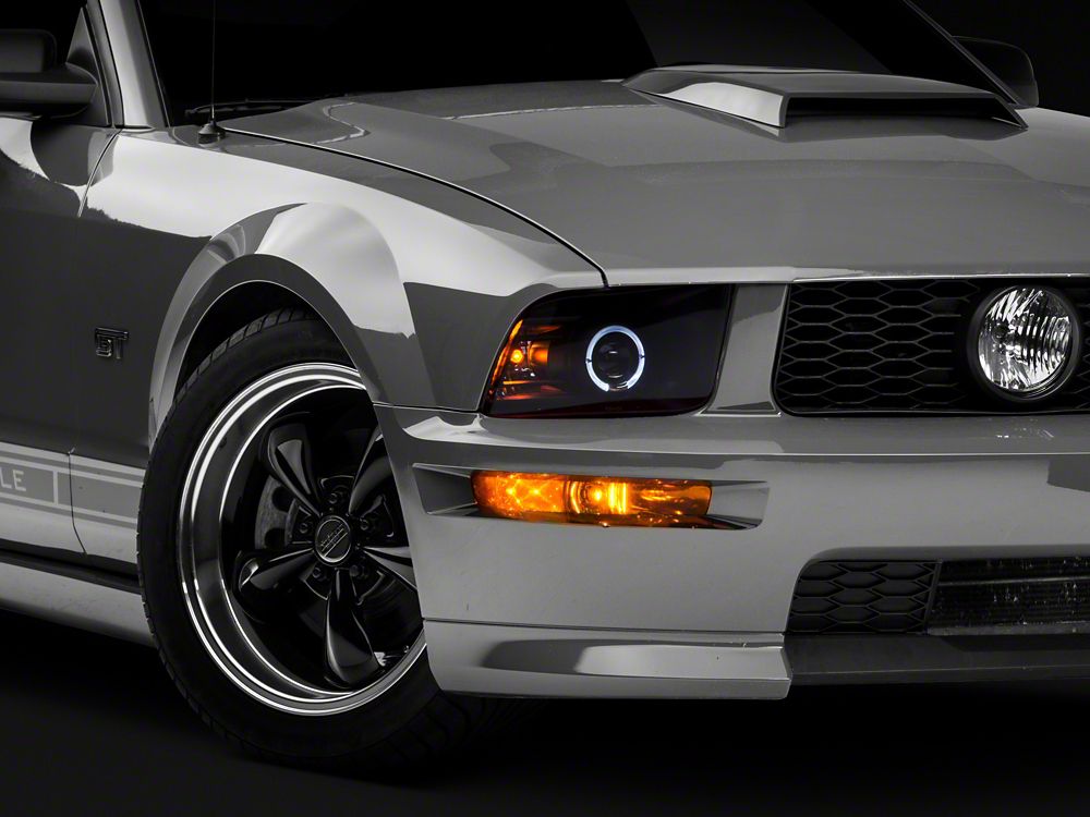 Raxiom 2010 Style LED Halo Headlights; Black Housing; Clear Lens (05-09 Mustang w/ Factory Halogen Headlights, Excluding GT500)