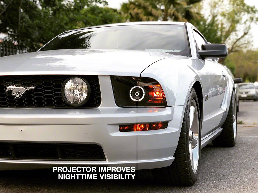 Raxiom 2010 Style LED Halo Headlights; Black Housing; Clear Lens (05-09 Mustang w/ Factory Halogen Headlights, Excluding GT500)