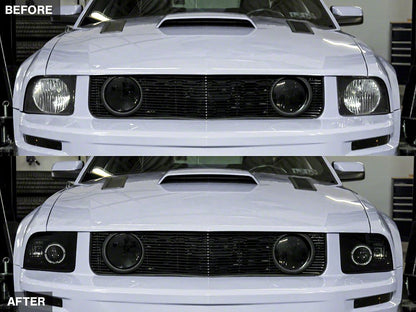 Raxiom 2010 Style LED Halo Headlights; Black Housing; Clear Lens (05-09 Mustang w/ Factory Halogen Headlights, Excluding GT500)