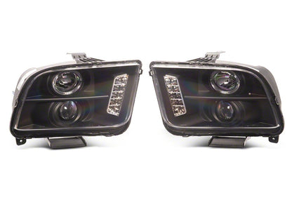 Raxiom LED Halo Projector Headlights; Black Housing; Clear Lens (05-09 Mustang w/ Factory Halogen Headlights, Excluding GT500)