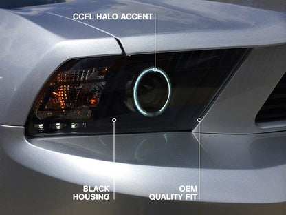 Raxiom CCFL Halo Projector Headlights; Black Housing; Clear Lens (10-12 Mustang w/ Factory Halogen Headlights)