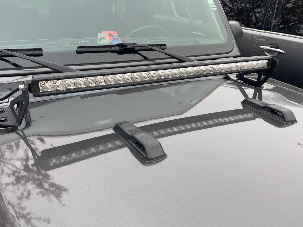 Raxiom Axial Series 30-Inch Single Row LED Light Bar with Hood Mounting Brackets (18-25 Jeep Wrangler JL)