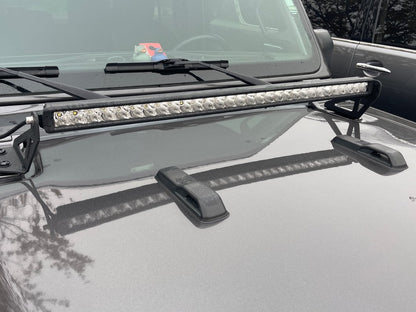 Raxiom Axial Series 30-Inch Single Row LED Light Bar with Hood Mounting Brackets (18-25 Jeep Wrangler JL)