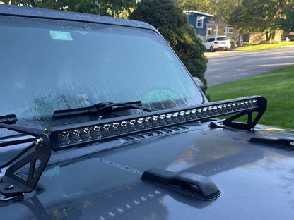 Raxiom Axial Series 30-Inch Single Row LED Light Bar with Hood Mounting Brackets (18-25 Jeep Wrangler JL)