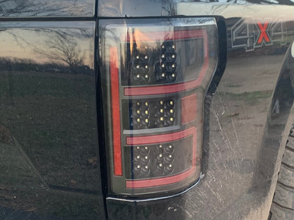 Raxiom LED Tail Lights; Black Housing; Clear Lens (18-20 F-150 w/ Factory Halogen Non-BLIS Tail Lights)
