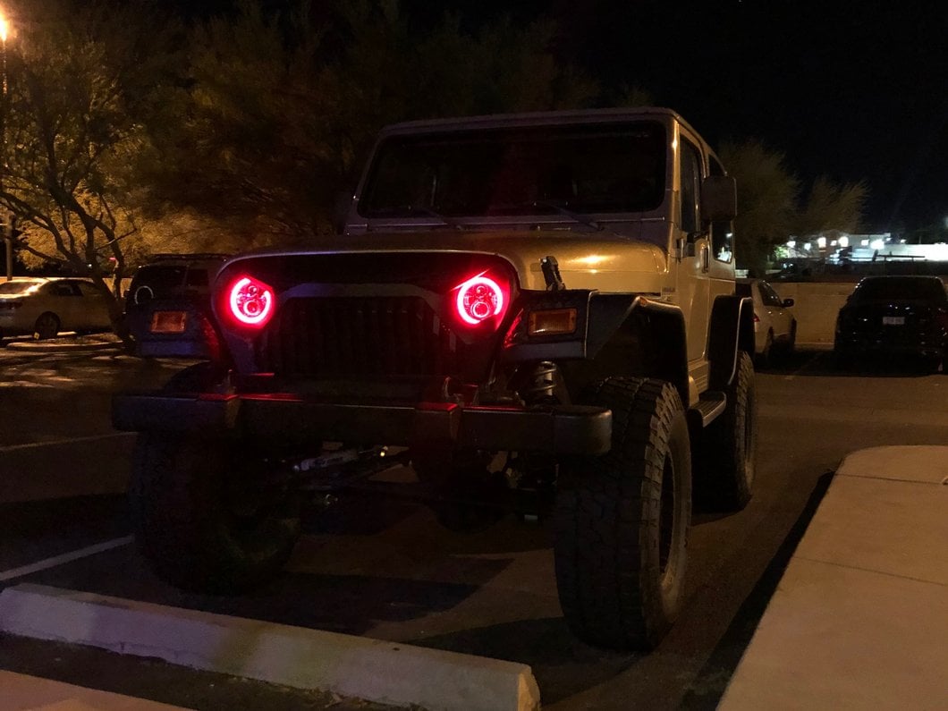 Raxiom Axial Series 7-Inch LED Headlights with RGB Halo; Black Housing; Clear Lens (97-18 Jeep Wrangler TJ & JK)