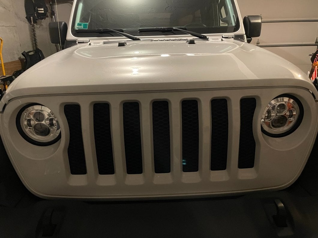 Raxiom Axial Series 7-Inch LED Daymaker Headlights with Headlight Adapter; Chrome Housing; Clear Lens (18-25 Jeep Wrangler JL)