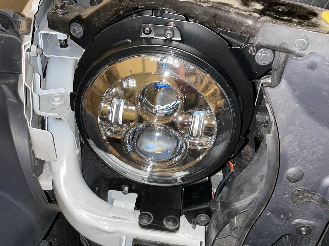 Raxiom Axial Series 7-Inch LED Daymaker Headlights with Headlight Adapter; Chrome Housing; Clear Lens (18-25 Jeep Wrangler JL)