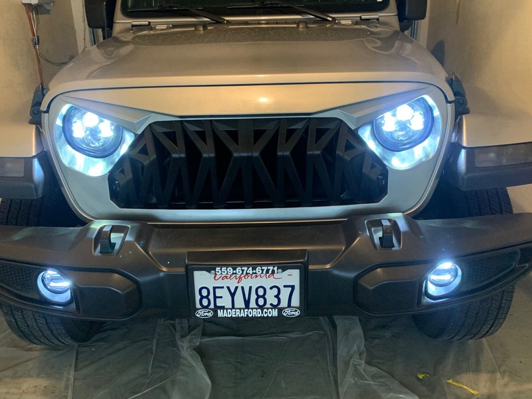 Raxiom Axial Series 7-Inch LED Daymaker Headlights with Headlight Adapter; Black Housing; Clear Lens (18-25 Jeep Wrangler JL)