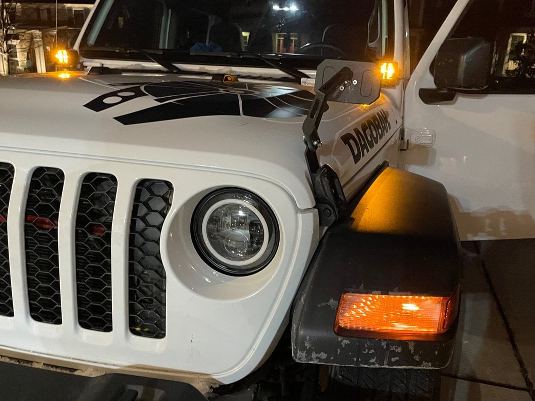 Raxiom Axial Series 7-Inch LED Halo Headlights with DRL and Amber Turn Signals; Black Housing; Clear Lens (20-25 Jeep Gladiator JT)