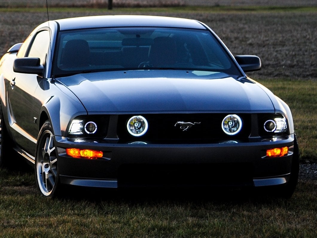 Raxiom 2010 Style LED Halo Headlights; Black Housing; Clear Lens (05-09 Mustang w/ Factory Halogen Headlights, Excluding GT500)
