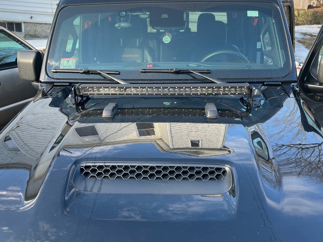 Raxiom Axial Series 30-Inch Single Row LED Light Bar with Hood Mounting Brackets (20-25 Jeep Gladiator JT)