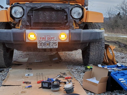 Raxiom 7-Inch LED Headlights; Orange Housing; Clear Lens (07-18 Jeep Wrangler JK)