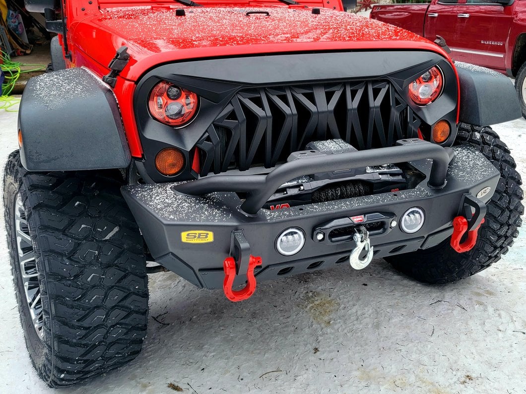 Raxiom 7-Inch LED Headlights; Red Housing; Clear Lens (07-18 Jeep Wrangler JK)