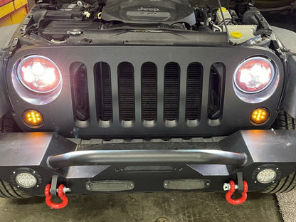 Raxiom 7-Inch LED Headlights; Red Housing; Clear Lens (07-18 Jeep Wrangler JK)