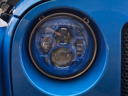 Raxiom 7-Inch LED Headlights; Blue Housing; Clear Lens (07-18 Jeep Wrangler JK)