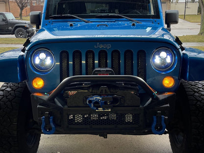 Raxiom 7-Inch LED Headlights; Blue Housing; Clear Lens (07-18 Jeep Wrangler JK)