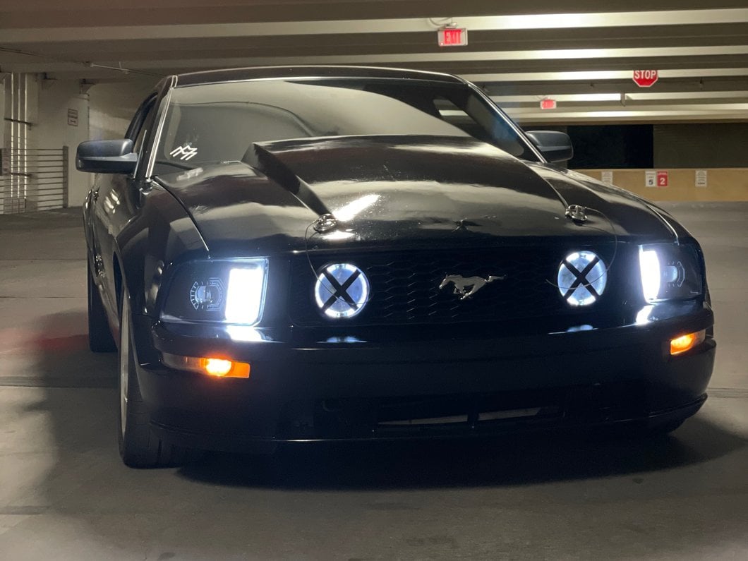 Raxiom Projector Headlights; Black Housing; Clear Lens (05-09 Mustang w/ Factory Halogen Headlights, Excluding GT500)