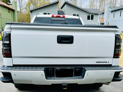 Raxiom Axial Series LED Tail Lights; Black Housing; Smoked Lens (14-18 Sierra 1500 w/ Factory Halogen Tail Lights)