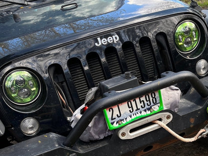 Raxiom 7-Inch LED Headlights; Green Housing; Clear Lens (07-18 Jeep Wrangler JK)