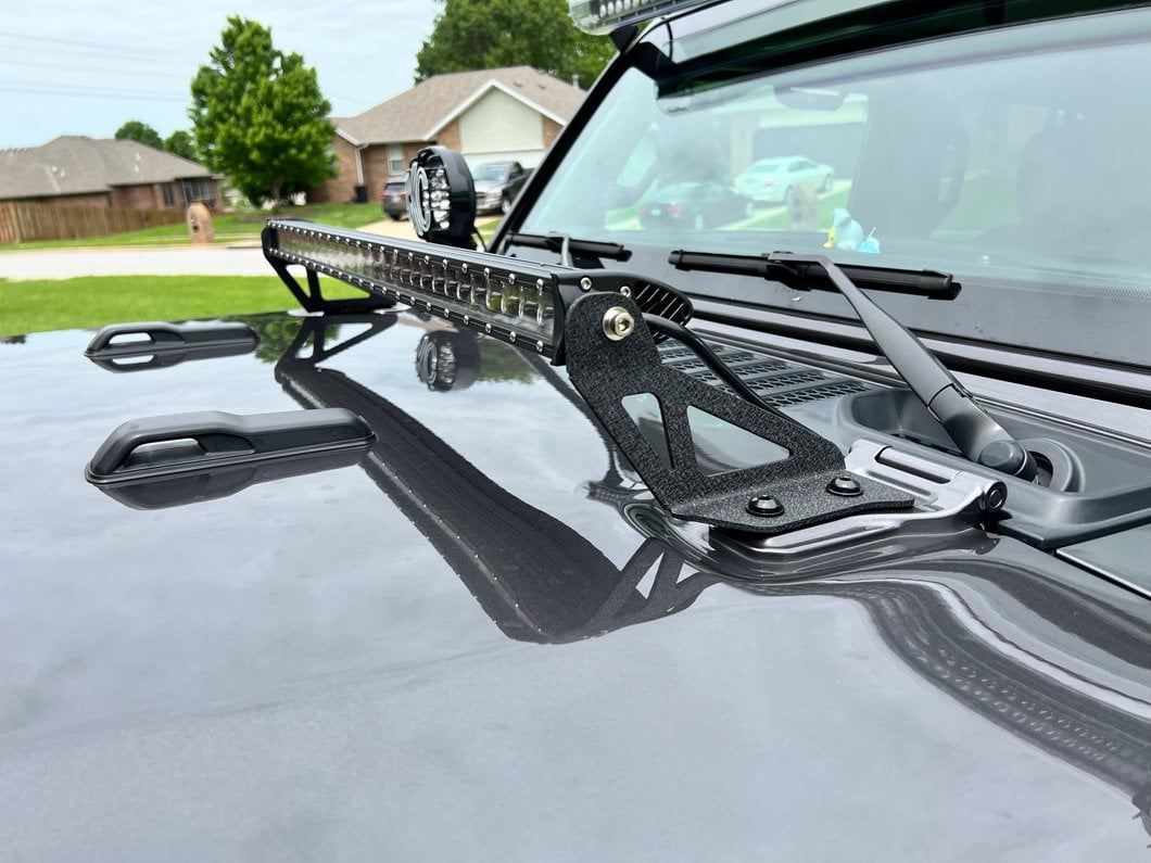 Raxiom Axial Series 30-Inch Single Row LED Light Bar with Hood Mounting Brackets (20-25 Jeep Gladiator JT)