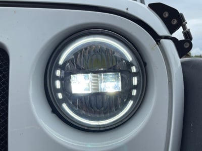 Raxiom Axial Series 7-Inch LED Headlights with DRL; Black Housing; Clear Lens (97-18 Jeep Wrangler TJ & JK)