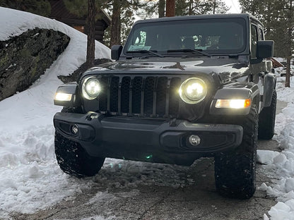 Raxiom Axial Series 7-Inch LED Daymaker Headlights; Black Housing; Clear Lens (20-25 Jeep Gladiator JT)