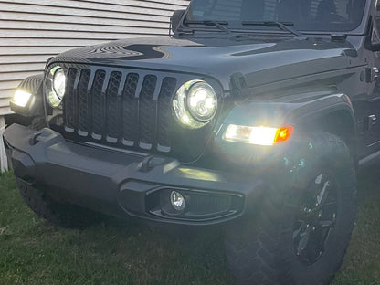 Raxiom Axial Series 7-Inch LED Daymaker Headlights; Black Housing; Clear Lens (20-25 Jeep Gladiator JT)