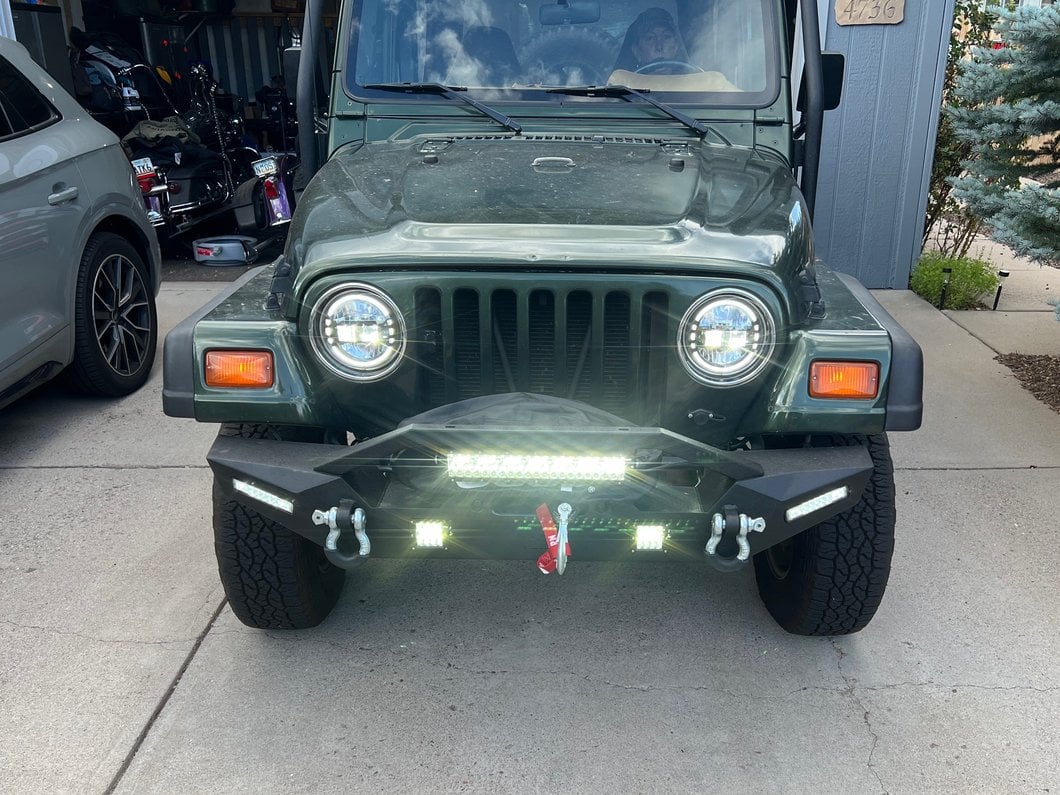 Raxiom Axial Series 7-Inch LED Headlights with DRL; Black Housing; Clear Lens (97-18 Jeep Wrangler TJ & JK)