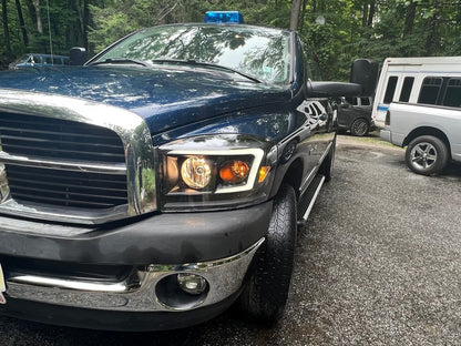 Raxiom Axial Series LED DRL Projector Headlights; Black Housing; Clear Lens (06-08 RAM 1500)