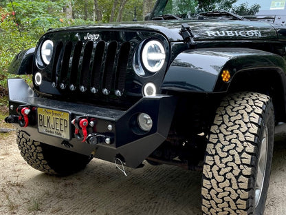 Raxiom 7-Inch LED Headlights with Halos; Black Housing; Clear Lens (97-18 Jeep Wrangler TJ & JK)
