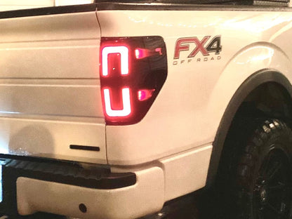 Raxiom Axial Series LED Tail Lights with Halo; Black Housing; Smoked Lens (09-14 F-150 Styleside)